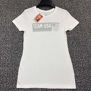 Team USA Olympic Shirt Women Medium White Short Sleeve Crew‎ Neck Cotton New M
